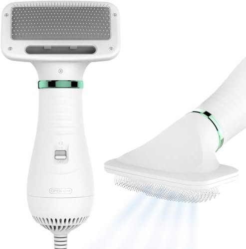 TuttoClick Asciugacapelli per cani | asciugacapelli 2 in 1 con spazzola | asciugacapelli per cani e gatti di piccola e media taglia | 300 W Blower, portatile, relativamente silenzioso, temperatura
