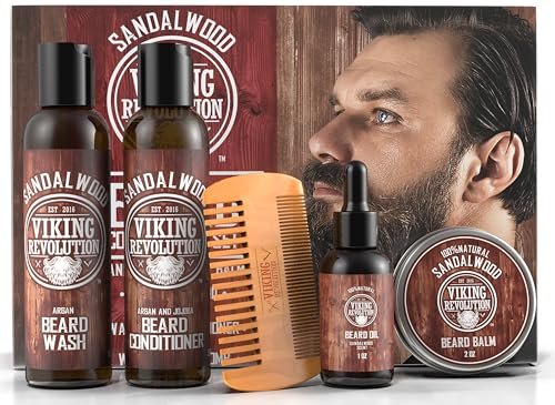Viking Revolution - Kit Barba Uomo - Regalo Uomo - Ammorbidisce e Lenisce il Prurito, Include Detergente, Olio, Balsamo e Pettine Barba