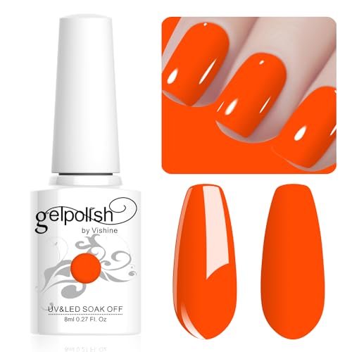 Vishine Smalto Gel Fluorescente Arancione, 8ml - UV LED Nail Art Manicure per Donne e Ragazze #061