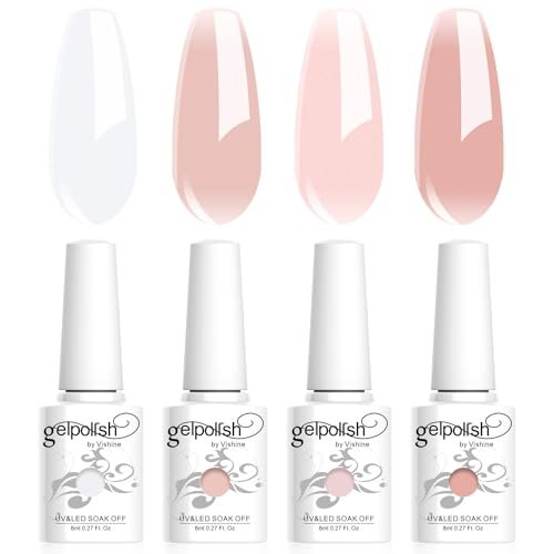 Vishine smalto gel semipermanente, 4 colori, trasparente, bianco latte, rosa, smalto naturale, gel di cristallo, asciugatura con UV/LED, 8 ml