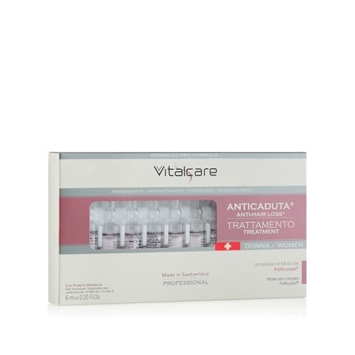 Vitalcare | Swiss - Trattamento Anticaduta Donna, Energizzante, Ristrutturante, con Complesso di Molecole Follicusan, 10 Fiale Anticaduta Capelli Donna da 6 ml, con Pratico Dosatore