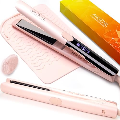 ANGENIL Piastra per Capelli Pro Titanium, Piastra per Capelli a Doppio Voltaggio e Ferro Arricciacapelli 2 in 1,
