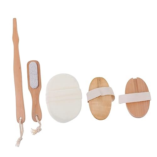 Beavorty 1set Spazzole Da Bagno Bamboo Con Setole Naturali Kit Pratico Per Igiene Personale e Pulizia Del Corpo Design Ergonomico e Antiscivolo Per Viaggi e Uso Quotidiano