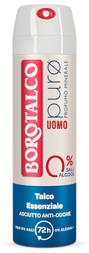Borotalco, Deodorante Spray Puro Uomo, Profumo Minerale con Talco Essenziale, Formula Senza Alcool e Sali di Alluminio, Asciutto Anti-Odori, 72h di Efficacia - 1 Flacone da 150 ml