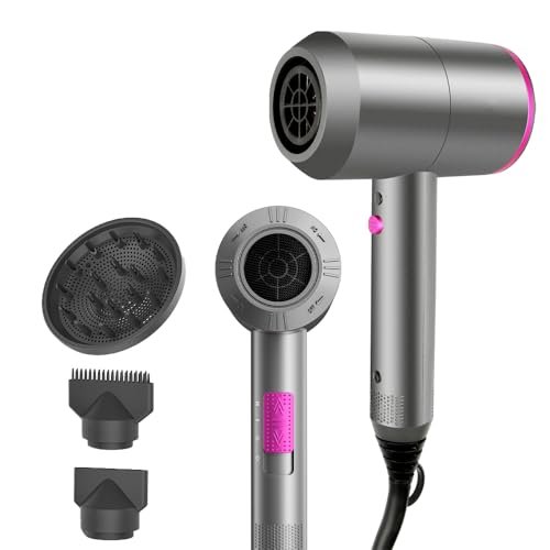 CASAMAA Asciugacapelli Ionico Professionale, Phon Capelli Potente con Motore AC, Asciugatura Rapida, 2 Velocità, 3 Temperature, Aria Fredda, con Diffusore e 2 Concentratori