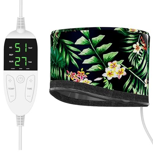 cuffia riscaldata capelli con schermo LCD con controllo della temperatura e timer, casco vapore capelli regolabile, casco riscaldato capelli afro, cuffia riscaldata capelli cura (Verde)