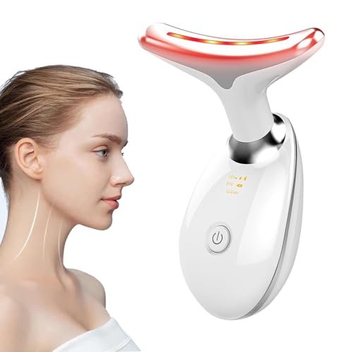 Dispositivo di Bellezza Antirughe, Impacco Caldo a Face Massager con 7 colori - 45 ℃ Terapia Della Luce Massaggiatore Viso EMS lifting del Collo Rassodante per Tonificare il Viso con 3 modalità