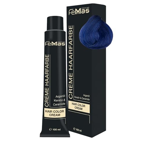 FemMas - Tintura puro, mix puro e mix blu, crema colorante professionale con olio di argan, cheratina e ceramidi, colorazione permanente o tintura, per risultati brillanti e durevoli, da 100 ml