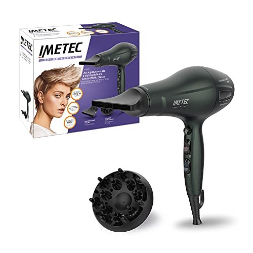 Imetec Salon Expert p3 3600 asciugacapelli, Motore professionale, 2200 w, Ionizzatore, Griglia ceramica e tormalina, 8 combinazioni aria temperatura, Concentratore e diffusore professionali
