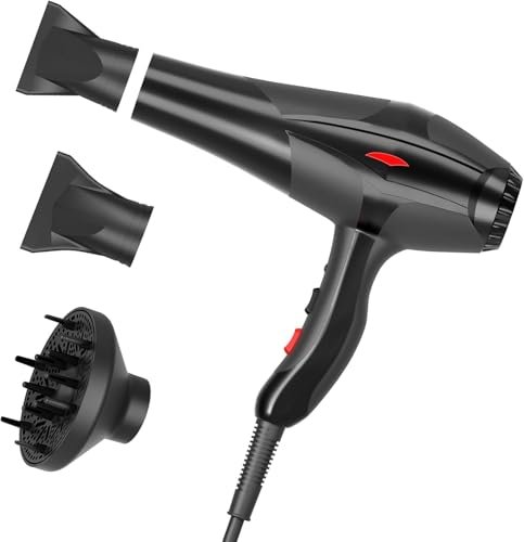 Jooayou Asciugacapelli Professionale, Asciugacapelli Ionico da 3000 Watt, Potente Asciugacapelli con Diffusore - 2 Velocità e 3 Impostazioni di Calore, Hair Dryer Suitable for Home and Beauty Salon