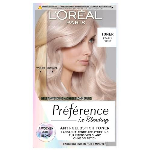 L'Oréal Paris Ondulatore per capelli anti-giallo per biondo freddo e lucentezza intensa, senza ammoniaca, Préférence Le Blonding, Pearly Boost