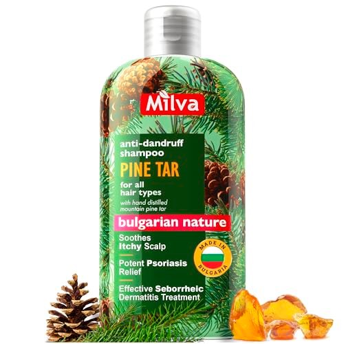 Milva Shampoo Dermatite Seborroica al Catrame di Pino - Shampoo per Psoriasi Naturale - Soluzione per il trattamento del cuoio capelluto secco - Shampoo Antiprurito Antiforfora - 200 ml