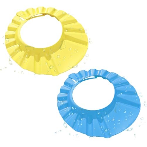 MUNSKT 2 Baby Bath hat Shield, una cuffia da bagno regolabile per bambini che impedisce allo shampoo di entrare negli occhi quando si lava di nuovo i capelli.