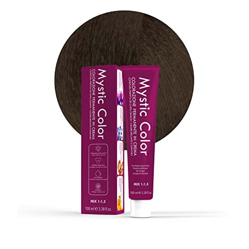 Mystic Color - Colore Castano 4 - Tinta per Capelli - Colorazione Professionale in Crema a Lunga Durata - Con Cheratina Idrolizzata, Olio di Argan e Calendula - 100 ml