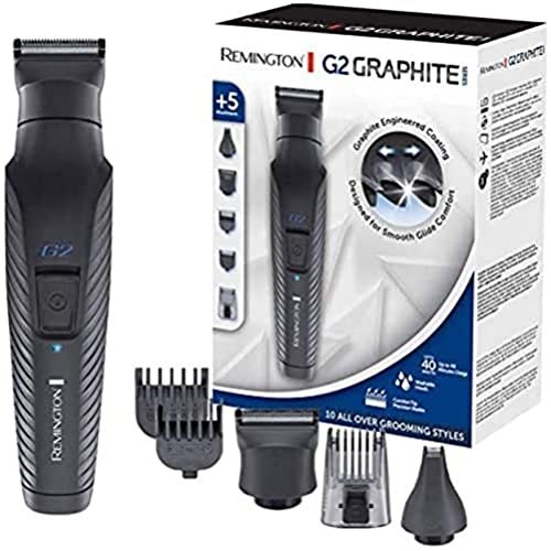 Remington Rasoio Elettrico Multiuso G2 - Rifinitore Viso, Taglia peli naso e orecchie, Regolabarba - 5 testine-pettini, funzionamento a batteria, Regolabarba da uomo, lame autoaffilanti, PG2000