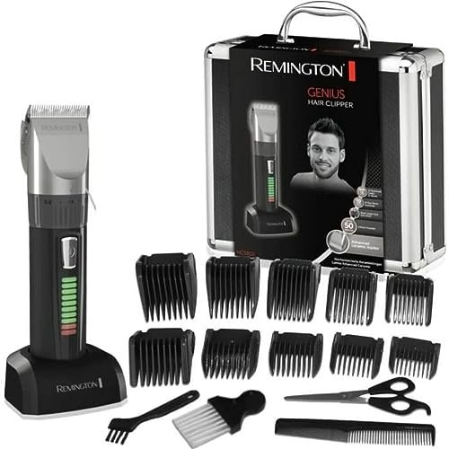 Remington Tagliacapelli - Lame in ceramica autoaffilanti - 10 pettini accessori, funzionamento a rete-batteria agli ioni di litio, custodia professionale in alluminio, Tagliacapelli HC5810