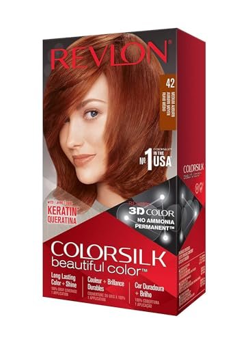 Revlon ColorSilk Colorazione Permanente Capelli Fai-da-te a Casa, Senza Ammoniaca e Arricchita con Cheratina, 42 - Biondo Rame Medio