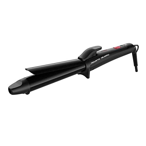 Rowenta x Karl Lagerfeld CF321L Ferro Arricciacapelli, 25 mm, Rivestimento Cheratina Lucente, Onde e Ricci Naturali, Temperatura Costante 200°C, Riscaldamento rapido, Punta fredda, Nero/Rosso