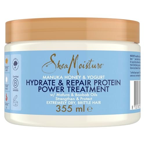 SheaMoisture Miele di manuka e yogurt Hydrate & Repair Protein Power Treatment, per capelli estremamente secchi e fragili 355 ml