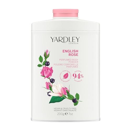 Yardley London Polvere per il Corpo Profumata alla Rosa Inglese, Talco per Donne per Aiutare con il Controllo Degli Odori e Sfregamenti, Polvere per Spolverare alla Rosa Inglese 200g