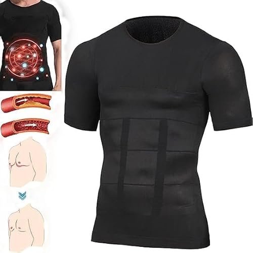 2 Pezzi di Canottiera Dimagrante e Modellante agli ioni, Camicia Dimagrante for Body Shaper da Uomo, Compressione Termica (Color : Black, Size : L)