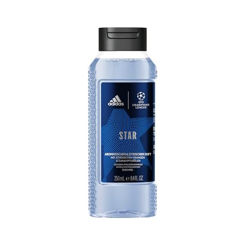 adidas UEFA Star Edition, Gel Doccia Bagnoschiuma Uomo, Formula Vegana, 250ml