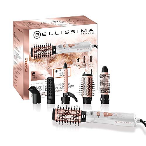 BELLISSIMA Imetec - Spazzola Ad Aria Calda 5 in 1 GH18 1100, Accessori per Styling Liscio, Onde, Ricci, Spazzole Rivestite in Ceramica
