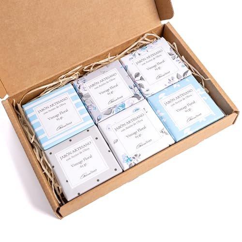 CABRERIZO SOAP 6 Saponi Naturali Artigiani - Saponi Artigianali da Regalare, 6 Pastiglie di Sapone di Lavanda, Sapone Naturale all'Olio d'Oliva e Olio Essenziale di Lavanda da 65 gr.