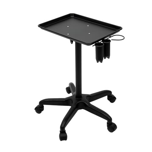 Carrello cosmetico da lavoro, scaffale a rotelle, da parrucchiere, per riporre tinture e strumenti per capelli nei negozi di parrucchieri o nelle scuole di parrucchieri (nero)