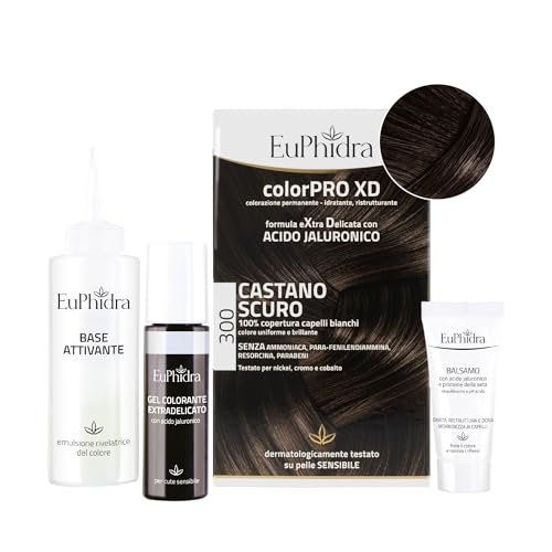 Euphidra - ColorPro XD 300, Castano Scuro, Colorazione Permanente con Acido Ialuronico, Idrata in Profondità, per un Risultato Professionale