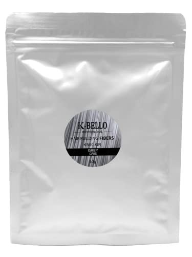 Fibre di cheratina Naturale e Vegan K-BELLO - Polvere anti diradamento per nascondere capelli fini, la calvizie e dare volume istantaneo - Hair Fiber per Uomo e Donna (50g, Grigio)