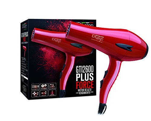 ID Italian Design - Asciugacapelli Professionale GTI 2600 Force Plus | Potenza 2200W - Motore AC ad Alte Prestazioni - 2 Velocità e 3 Modalità di Riscaldamento - Colore Rosso