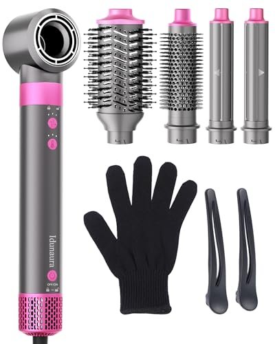 Idunaura 5 in 1 Phon Capelli & Hair Styler, 110,000 GIRI/MIN, 39M/S, 1200W Asciugacapelli ad Alta Velocità, 500 Milioni di Ioni Hair Dryer con Spazzola Asciugacapelli e Air Arricciacapelli