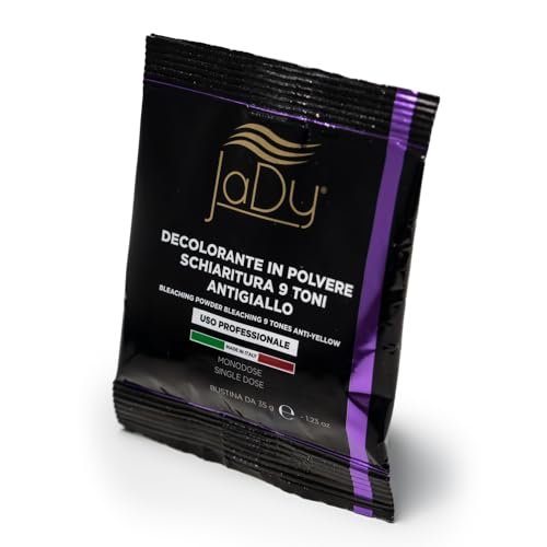 JaDy - Polvere Decolorante Per Capelli Professionale a 9 Toni Antigiallo con Olio di Germe di Grano - Non Gonfia e Non Scalda - Bustine da 35g