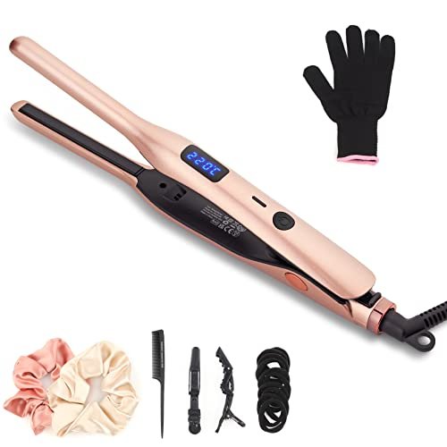 JAETON Mini Piastra Per Capelli, Professionale Piastra Matita per Capelli Corti, Barba e Frangia, Lisciare o Arricciare i Capelli Piastra Ceramico Temperatura Regolabile