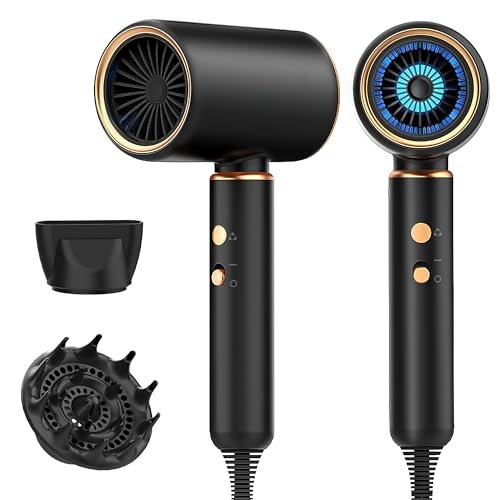 JANOLTY Asciugacapelli Ionico Phone per Capelli professionale Ioni AC Motore Phon Capelli 2400W,phon da viaggio diffusore|phon 4-in-1|pulsante aria calda/fredda|4 riscaldare+2 velocità|asciugacapelli
