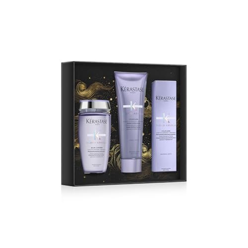 Kérastase, Cofanetto Regalo Edizione Limitata, Shampoo + Fondant + Olio, Per Capelli Biondi, Con Acido Ialuronico ed Estratto di Fiore di Stella Alpina, Blond Absolu, 250 ml + 250 ml + 150 ml