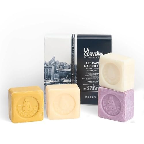 La Corvette – Les Pavés Marseillais – Cofanetto 4 saponi 100 g – Profumatori provenzali – Made in France