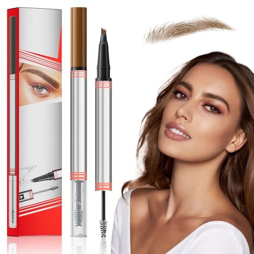 Matita Sopracciglia Microblading, 2025 Nuovo 2 in 1 Penna e Gel Sopracciglia, Matita per Sopracciglia 2 in 1 Brow Gel Inclusa Penna per Sopracciglia con 4 Punta Aspetto Naturale (01# Marrone Chiaro)