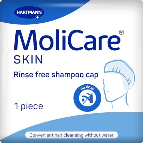 MoliCare No Rinse Shampoo Cap - Shampoo senza risciacquo con balsamo, pH equilibrato, non richiede doccia, confezione da 1