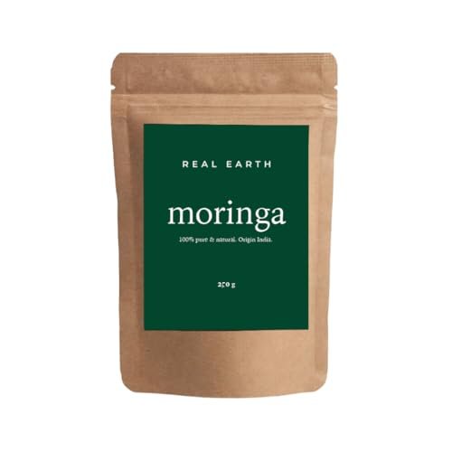 Real Earth Stories - Moringa in polvere 250g - 100% naturale e organico - Fonte alta di proteine - Capelli forti