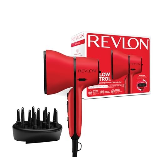 REVLON Asciugacapelli Airflow Control Asciugacapelli compatto con concentratore rotante integrato e diffusore, per ciocche più definite, 2000 W RVDR5320E
