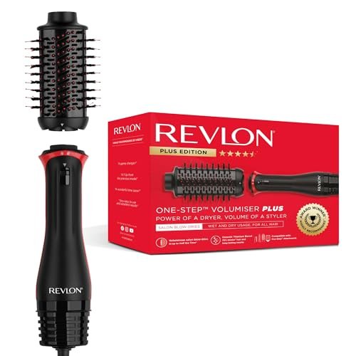 Revlon One-Step Volumiser Plus (spazzola ovale staccabile, rivestimento in ceramica di titanio, setole miste con punte a sfera al carbone attivo, tecnologia ionica alla tormalina)