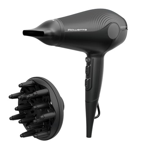 Rowenta Ultra Silence, Asciugacapelli Ultra Silenzioso con Design Leggero e Compatto, Phon Professionale con Diffusore per Ricci e Beccuccio Concentratore 8mm, Tecnologia Ionica, CV6430F0
