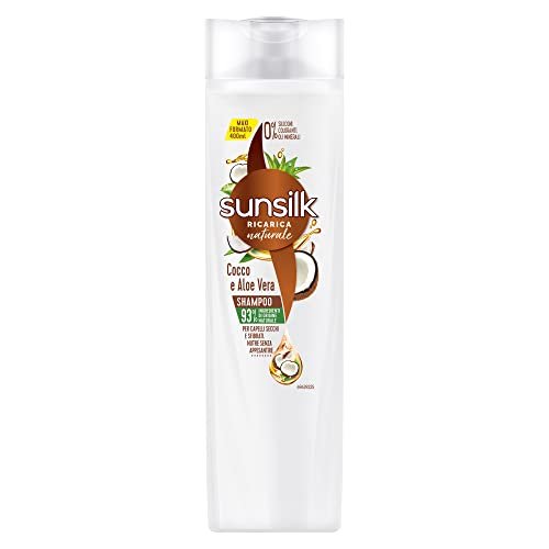 Sunsilk, Shampoo Cocco e Aloe Vera, Shampoo per Capelli Secchi e Sfibrati, Formula Nutriente e Protettiva per Capelli Visibilmente Sani, Senza Appesantire, con Cocco e Aloe Vera, 400ml