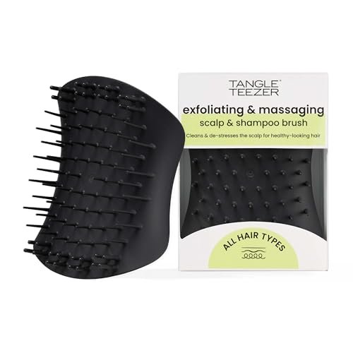Tangle Teezer The Scalp Exfoliator & Massager - Esfolia e massaggia il cuoio capelluto, con o senza olio, anche sotto la doccia. Pulisce in profondita e rimuove cellule morte - Nero Onyx