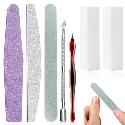 TCASENER 7pcs Lime e Buffer per Unghier, Kit Lima per Unghie Professional, Buffer Block Sponge e Spingi Cuticole Professional Lima per unghie, Adatto per Manicure e Unghie Salone