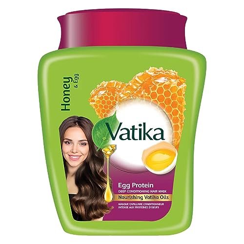 Vatika Maschera per Capelli Multivitaminica con Proteine dell'Uovo 500g - Nutre il Cuoio Capelluto e Rinforza i Capelli Danneggiati Con Miele e Ricino per Capelli più Spessi e Sani