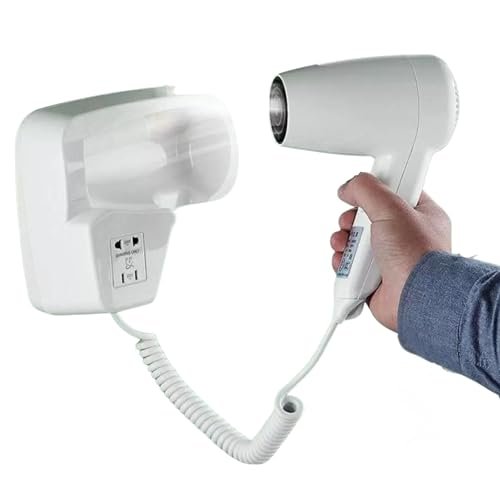 YASTA Asciugacapelli da Parete 1300W Per Hotel B&B e Palestre Phon Capelli Salvaspazio Con Supporto Fissaggio a Muro Per Bagno Albergo e Spogliatoi Doppia Velocità