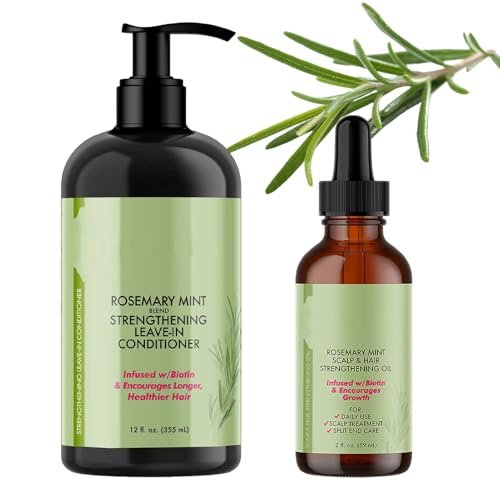 2PCS Shampoo Rosmarino 355ML + Rosemary Mint Oil 59ML, Menta al Rosmarino Shampoo, Rosemary Oil for Hair Growth, Olio lisciante e rinforzante per capelli